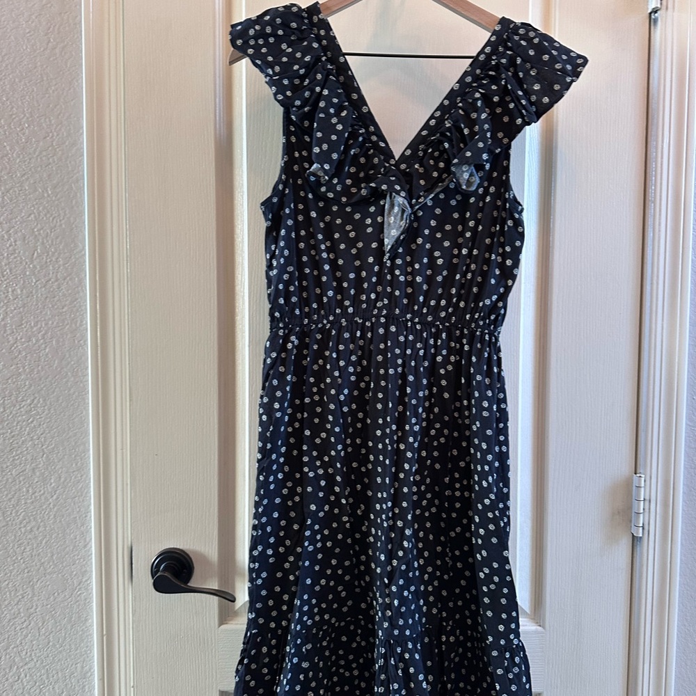 Banana Republic Black and White Polka Dot Midi Dress